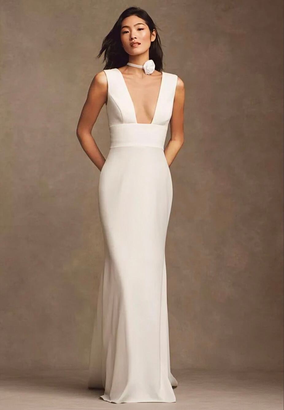 Wtoo by Watters Chloe Plus Size Wedding Dress 22W Ivory Deep V Train Gown